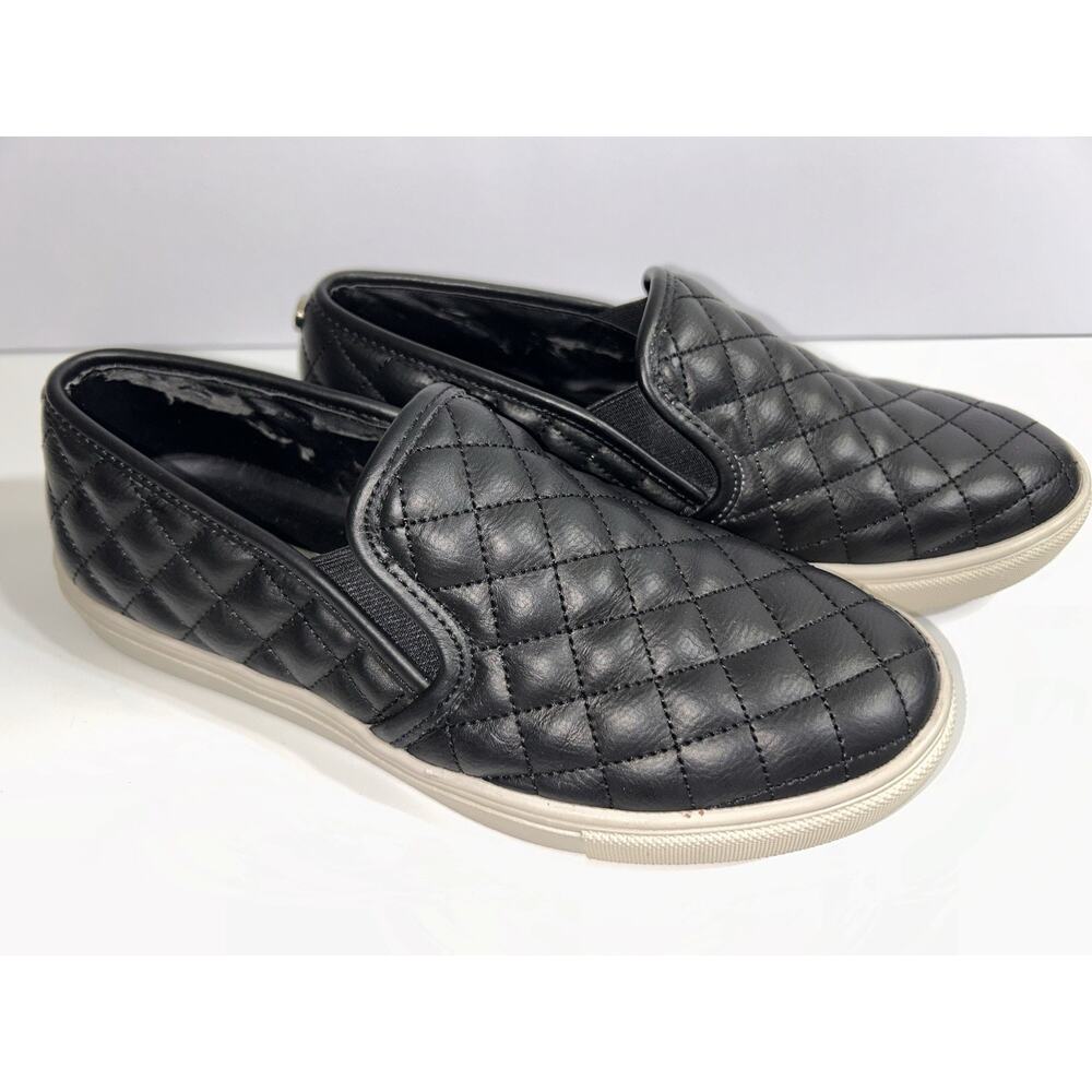 Steve Madden Ecentrcq Womens Black Quilted Slip On Sneakers Size 7.5